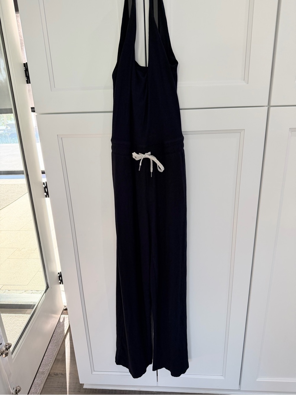 Vuori Black Ribbed Tank Jumpsuit with White Drawcord - Picture 3 of 3